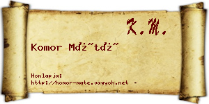 Komor Máté névjegykártya