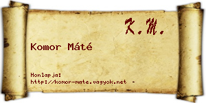 Komor Máté névjegykártya